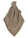 Fendi Shawl Square Fringed Edged In Beige
