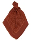 Fendi Shawl Square Fringed Edges In Burgundy