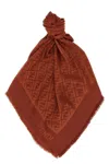 Fendi Shawl Square Fringed Edges In Brown