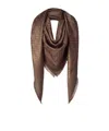 Fendi Square Scarf Fringed Edges In Brown
