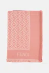 Fendi Ff Shawl Fringed Edges In Pink