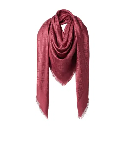 Fendi Ff Wool And Silk Shawl In Burgundy