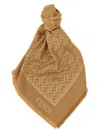 Fendi Ff Jacquard Pattern Silk-wool Blend Shawl In Brown