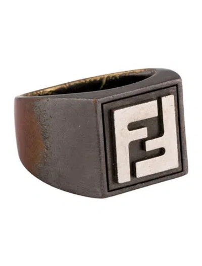 Pre-owned Fendi Ff Signet Ring In Multicolor