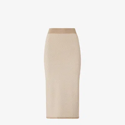 Fendi Ff Silk And Cashmere Skirt In Neutral
