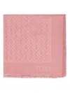 Fendi Logo-pattern Frayed-edge Shawl In Pink