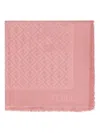 Fendi Logo-pattern Frayed-edge Shawl In Pink