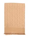 Fendi Ff Silk And Wool Shawl Accessories In Brown