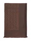 Fendi Ff Silk And Wool Shawl Accessories In Brown