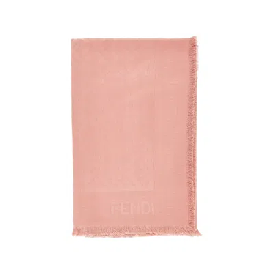 Fendi Ff Silk And Wool Shawl In Pink