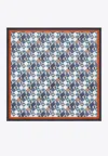 Fendi Silk Foulard With Contrast Border And Geometric Pattern In Blue