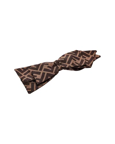 Fendi Ff Silk Hair Clip In Brown