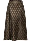 Fendi High Waisted Skirt In Twill Print Ff Clothing In Brown