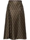 Fendi Ff Silk Midi Skirt In Multi