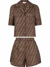 Fendi Ff Logo Print Pajama Set - Set Of 2 In Brown