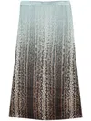 Fendi Silk Skirt With Ff And Animalier Print In Blau