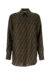 Fendi Silk Shirt With Curved Hem And Fabric-covered Buttons