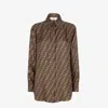 Fendi Silk Shirt With Ff Motif In Brown