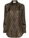 Fendi Ff Silk Jacquard Oversized Shirt In Multi