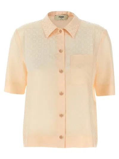 Fendi Embroidered Silk Shirt In Pink