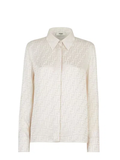 Fendi Ff Silk Shirt In White