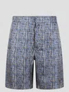 Fendi Short Trousers In Blue Ff Silk