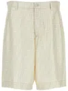 Fendi Embroidered Pattern Silk Bermuda Shorts In Neutrals