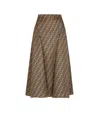 Fendi Ff Twill High-waisted Skirt In Brown
