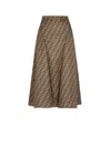 Fendi Ff Twill High-waisted Skirt In Brown