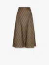 Fendi Ff Twill High-waisted Skirt In Brown