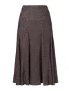 Fendi Women Midi Ff Jacquard Silk Skirt In Gray