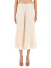 Fendi Ff Silk Midi Skirt In Pink