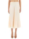 Fendi Ff Silk Midi Skirt In Yellow