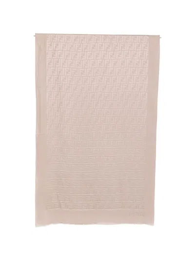 Fendi Ff Silk Stole In Gray
