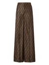 Fendi Ff Silk Twill Wide Leg Trousers Clothing In Brown