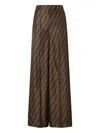 Fendi Ff Silk Twill Wide Leg Trousers Clothing In Brown