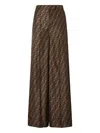 Fendi Ff Silk Twill Wide Leg Trousers Clothing In Brown
