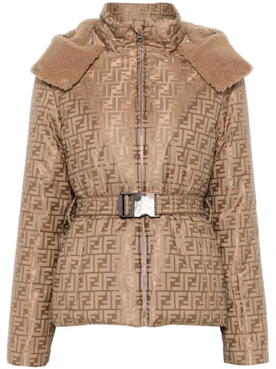 Fendi Ff Ski Jacket In Beige