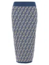 Fendi High-waisted Knit Knee-length Skirt With All-over Pattern In Multicolor