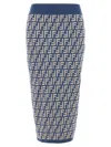 Fendi High-waisted Knit Knee-length Skirt With All-over Pattern