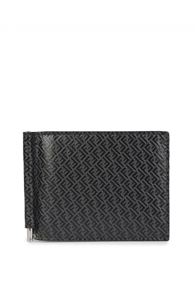 Fendi Ff Slim Wallet In Charcoal