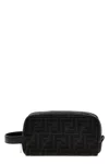 Fendi Men Embroidered Fabric Ff Beauty Case In Black