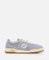 Fendi Match Denim And Suede Low-top Sneakers In Clear Blue