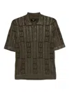 Fendi Ff Wool Blend Lurex Polo In Black