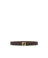 Fendi Brown Squared Ff Reversible Belt In Black
