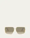 Fendi Ff Square Metal & Nylon Sunglasses In Shiny Endura Gold Gradient Brown