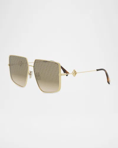 FENDI FF SQUARE METAL & NYLON SUNGLASSES
