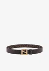 Fendi Ff Square Reversible Leather Belt In Brown