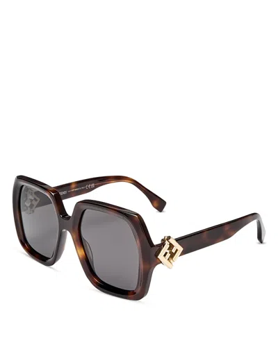 Fendi Brown Ff Diamonds Sunglasses In Havana