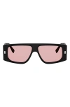 Fendi Ff Squared 56mm Rectangular Sunglasses In Black